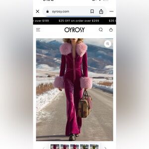 Fashion Retro Rose Red Velvet Faux Fur long sleeve flair jumpsuit